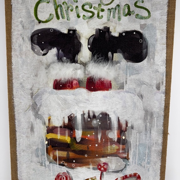 Collectible/Rare Pier 1 Imports Santa Boots "Merry Christmas" LED Glitter Canvas - Picture 2 of 8